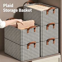 Clothes Storage Box Houndstooth Pattern Home Wardrobe Pants Organizer Fabric Storage Bin Multi-Layer Foldable Storage Frame - Multicolor - View 4