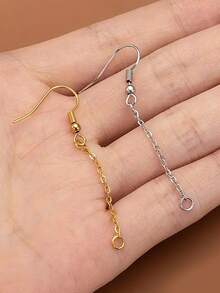 6pcs Color-Preserving Stainless Steel Tassel Ear Hooks With Tassel Pierced Earring Accessories, For DIY Handmade Earring Making, DIY Ear Hooks And Earring Accessories - Earphone - View 5