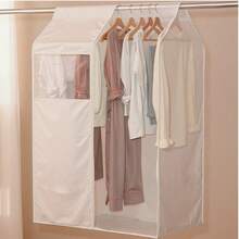1pc Oxford Cloth 3D Garment Dust Cover With Zipper And See-Through Window, Extra Wide Hanging Clothes Storage Bag For Coats, Seasonal Clothing Dust-Proof Cover - Yellow - View 2