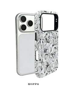 GIIPPA 1pc White Base With Gradient Black Floral Pattern Design, Phone 18 Pro Max Phone Case, Compatible With Phone 17 Pro Max, 16 Pro Max, 15 Pro Max, Korean-Style High-End Fashion Fun Phone Case, Suitable For 11/12/13/14/15/16 Pro Max Plus, Elegant Design For Men And Women, Perfect Gift For Girlfriend On Christmas, Valentine's Day, Easter, Wedding Season And Birthday! - Black - View 3