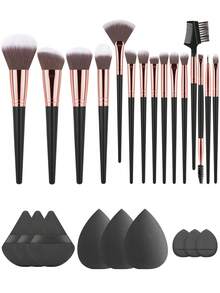 Set 15 Kuas Makeup dengan 9 Puff Bedak & Spons Makeup, Bulu Lembut dengan Pengambilan Bedak Alami, Untuk Pemula Riasan Ringan Sehari-hari, dan Kombinasi Riasan Wajah Lengkap untuk Kencan. - MultiWarna - View 17