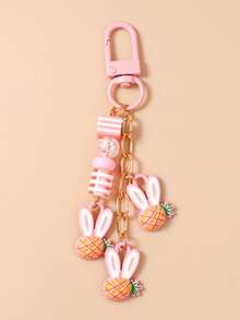 1pc Fruit Animal Keychain, Strawberry Pineapple Rabbit Keyring, Girls Bag Charm - Multicolor - View 13