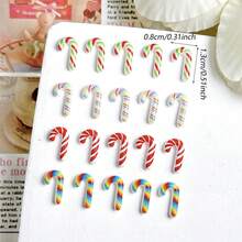 20/50/100pcs Cute Cartoon Glow-In-The-Dark Resin Colorful Mini Cane Mixed Assortment Nail Art Charm Phone Case Hair Clip DIY Accessories - Random Mix - Christmas Mini Candy Cane Mix - View 3