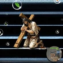 2D Flat Praying Jesus Reusable Car Air Freshener Clip - Random Scent Diffuser, Vent Interior Accessory, Easter Christmas Halloween Holiday Gift - A - View 2