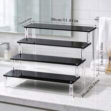 Multi-Tier Black Acrylic Cosmetic Organizer, Thick Reinforced Trapezoidal Display Rack For Perfume, Makeup & Beauty Tools, Suitable For Bedroom, Bathroom, Living Room Home Decoration - View 9