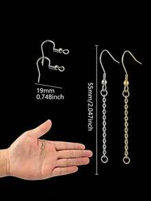 6pcs Color-Preserving Stainless Steel Tassel Ear Hooks With Tassel Pierced Earring Accessories, For DIY Handmade Earring Making, DIY Ear Hooks And Earring Accessories - Earphone - View 3