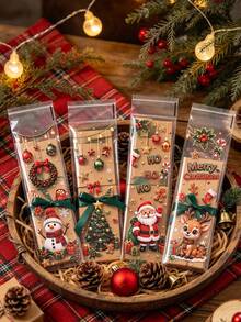 50pcs Transparent Self-Adhesive OPP Bags, Suitable For Gift Packaging, Jewelry And Accessories Packaging, Holiday Party Favors, Printed With "Merry Christmas" Pattern, Perfect For Christmas Gift Wrapping And Party Decorations - Multicolor - View 5