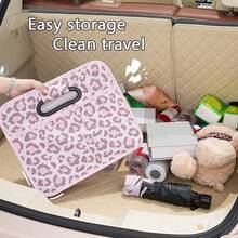 1pc Car Trunk Storage Organizer Box, Universal Vehicle Storage Bin, Foldable Large Capacity Storage Box, Pink/Brown Two Styles Available - A - View 3