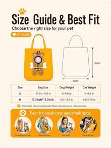 Little Bee Cartoon Embroidered Pet Shoulder Bag, Breathable Visible Window Canvas Portable Cat Travel Tote Bag - Multicolor - View 4