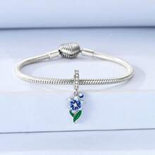 1Pc Sparkling Silver Plated Assorted Design Flowers Animals Charm For Bracelet Necklace Large Hole Spacer Jewelry Making Gift Perfect For Lovely Gifts - Silver - View 5