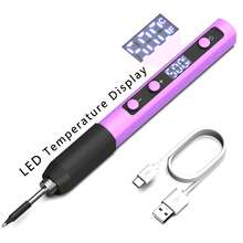HZOMFEQBF USB Rechargeable Soldering Iron Kit, LED Digital Temperature Display, Adjustable Temperature Wireless Soldering Pen, Portable Mini Welding Tool, Includes Soldering Tips, Tweezers, Metal Stand, 3 Colors Available, Suitable For Electronic Repair, DIY Crafts - View 5