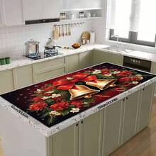1pc, Christmas Series Gold Christmas Bell Pattern Printed Coffee Bar Mat, Drainage Mat, Coffee Machine Soft Bottom Diatomaceous Earth Drainage Mat, Soft Rubber Drainage Mat, Super Absorbent Wear-Resistant Dish Drying Mat, For Countertop Restaurant Kitchen Table Mat, Patio Dining Table Decor, Home Kitchen Supplies, Countertop Decoration Mat - Multicolor - View 18