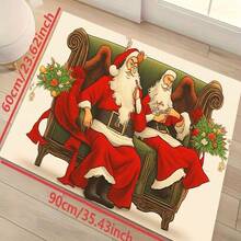 1 buah Karpet Natal Terlaris Baru - Dekorasi Harian - Dekorasi Liburan - Natal - Motif Santa Claus Duduk di Sofa, Cocok untuk Ruang Tamu, Kamar Tidur, Dalam Ruangan - Dapat Dicuci dengan Mesin - Bahan Flanel, Tekstur Lembut, Ramah Kulit, Tidak Berbulu, Mudah Perawatan, Tidak Berbau - Sempurna untuk Dekorasi Rumah, Dekorasi Ruangan, Karpet Ruang Tamu, Karpet Kamar Tidur, Karpet Kamar Mandi, Karpet Dapur, Karpet Area, Dekorasi Hotel - Karpet Area, Dapat Digunakan Sepanjang Musim - MultiWarna - View 5