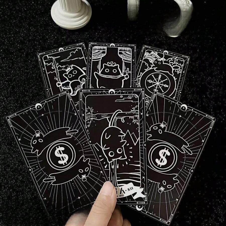 1pc Cute Mysterious Tarot Cards Creative Board Game Cross-Border Learning Leisure Entertainment Playing Cards - Multicolor - View 1