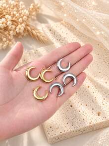 10pcs 18K Gold Plated 3D Moon Crescent Shape Pendant Set, DIY Necklace Bracelet Anklet Earring Accessories - Multicolor - View 6