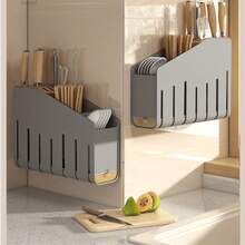 1 Set Kitchen Hanging Dish Storage Box, Convenient For Storage And Draining, Suitable For Family Use. Dish Storage Rack Made Of PP Material, With One Layer For Storage And One Layer For Draining. Includes 2 Wall Hooks And 2 Spoons. - View 11