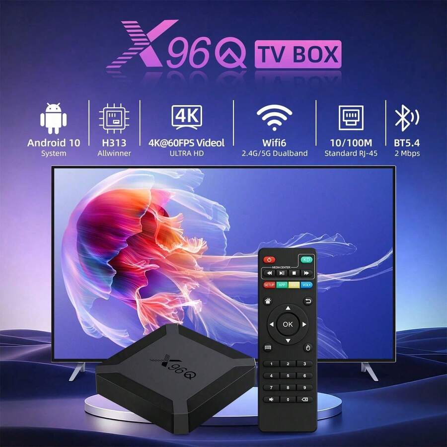 AOC Smart TV Box, Powered By Allwinner H313 Quad-Core 64-Bit CPU, 2GB RAM 16GB ROM, Supports 4K UHD, WiFi And LAN Interface, Can Stream Movies, TV Shows And Games, Compact Size, Quick Setup - EU C Type Plug(220-240V) - View 1