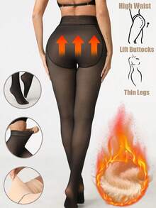 1pc Women's 80g Lint-Free Shiny Black Tights, High Elasticity Slim Fit, Suitable For Business, Daily, Party, Dating Wear - Black - View 10