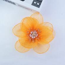 1pc 20cm/7.87in Elegant Fashion Fabric Tulle Rose Brooch, Suitable For Matching With Evening Gowns For Weddings And Parties, Halloween, Christmas, Gift For Friends - Pearl Camellia - View 23