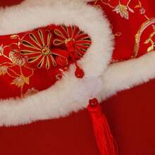 農曆新年寵物服飾，農曆新年狗狗項圈披肩，紅色節慶寵物披風，小狗節日裝扮，貓咪新年配件，流蘇寵物披肩，寵物拍照道具 - 紅色 - 查看 8