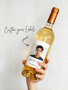 Customized Photo Wine Labels With Text - Personalized Wine Bottle Labels For Wedding & Engagement Party - Wedding Favor Wine Labels - Multicolor - View 3