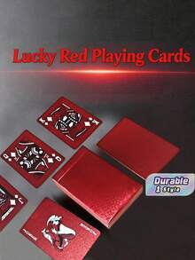 54pcs Romantic Red & Gold Pattern PVC Waterproof Matte Texture Playing Cards, Magic Set, Wedding Party Birthday Holiday Party Game Tabletop Gift Collection - Red - View 11
