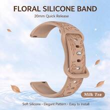 Tali Jam Tangan Silikon Berukir Bunga 18mm 20mm, Tali Jam Tangan Pengganti Kompatibel dengan Watch & Watch, Tali Pergelangan Tangan Lembut - MultiWarna - View 26