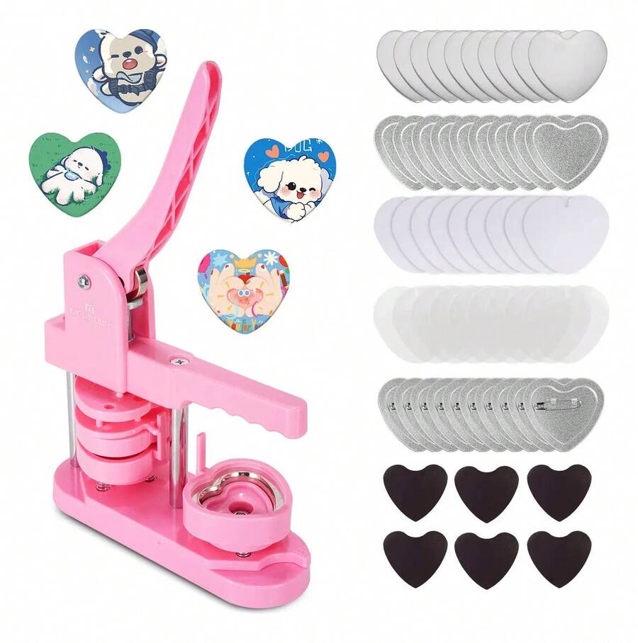 Máquinas publicitarias, fotobots, alfileres y botones con forma de corazón, 50 emblemas en forma de corazón, Mecolour - máquina de rosas - Ver 1