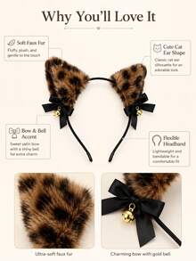 1 Piece Leopard Print Halloween Fox Ears – Cute Party Headband – Polyester Animal Ears – Cosplay Headpiece – Wearable, All-Season - Multicolor - View 6