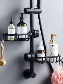 1 Set Stainless Steel Bathroom Shower Head Holder, Kitchen Faucet Storage Rack (Random Clip Style), Stainless Steel Shower Caddy, Sink Storage Rack, Bathroom Shower Storage Rack, Bathroom And Kitchen Storage, Kitchen Faucet Storage Rack - A - View 1