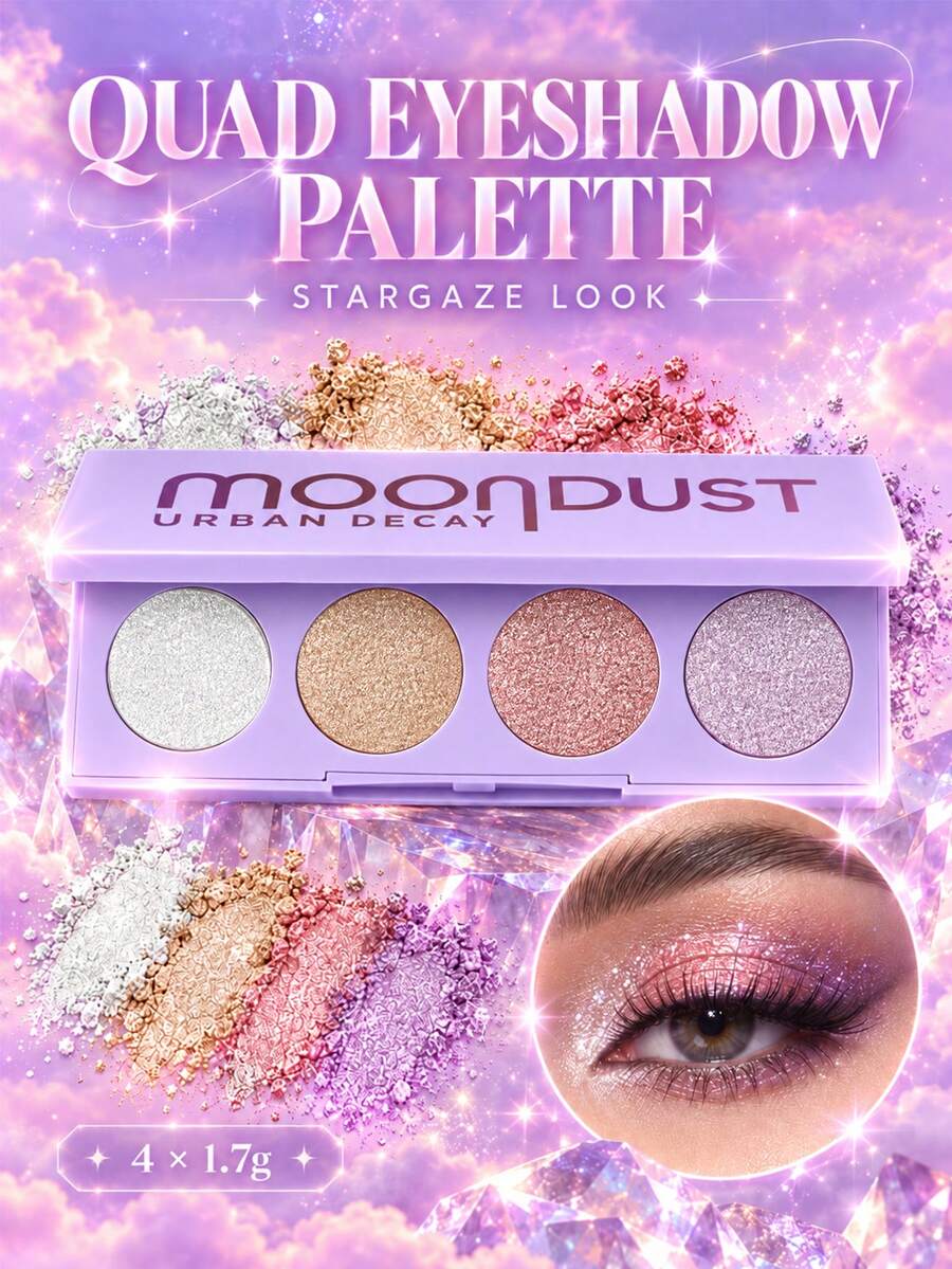 Bảng phấn mắt 4 ô Urban Decay Space Rider Moondust -4g-0.14fl.Oz - #LILAC GLOW . ÁNH KIM ĐA CHIỀU - Xem 1