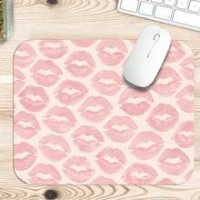 Pink Lip Print Extended Mouse Pad, Soft Pastel Kiss Mark Repeat Pattern Large Desk Mat With Stitched Edge, Smooth Cloth & Natural Rubber For Makeup Vanity Office Gaming Home Workspace, 4 Sizes Available - View 6