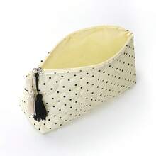 波點愛心絎縫個性化刺繡化妝包，柔軟絎縫布料便攜式化妝收納袋，通勤旅行護膚品收納包，女孩與好友生日禮物，布製小收納袋 - 彩色 - 查看 9