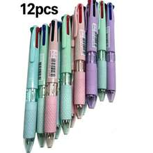 12pcs 4-In-1 Ballpoint Pens, 0.7mm Needle Tip, Smooth And Fluid Writing, Even Ink Flow Without Skipping. Wavy Soft Grip, Comfortable For Long Writing; Retractable Design, No Cap Needed, Convenient To Use. Fresh And Soft Macaron Color Palette, Suitable For Classroom Notes, Planner Marking, Daily Office Writing. Transparent Gift Box Packaging, Neat Storage, Also Suitable As A Gift. - Sets - View 7