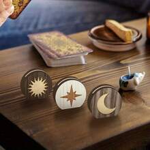 3pcs Wooden Card Holder_Sun & Pattern, Suitable For 2026 New Year, Valentine's Day And Various Occasions - View 6