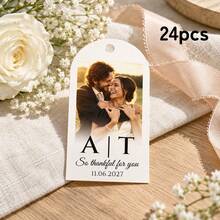 8/16/24pc Personalized Photo Wedding Favor Tags, Custom Thank You Gift Tags For Bridal Showers, Candy Bags And Wedding Guest Favors, Bulk Party Favors - Multicolor - View 23
