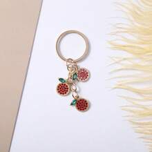 1Pc Cute Y2K Rhinestone Strawberry Keychain, Aesthetic Metal Fruit Pendant, Kawaii Coquette Keyring For Women Girls - Multicolor - View 11