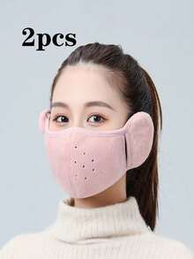 Thickened Windproof & Cold-Proof Women's Ear-Covering Mask 2-In-1 Warm Fleece Lined Breathable Anti-Freeze Plush Fashion Face Cover - Multicolor - View 11