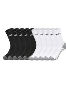 1/5/10/20 Pairs Men's Casual Striped Letter Socks, All-Season Mid-Calf Sports Socks Suitable For Home And Office - Multicolor - View 15