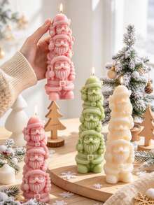1pc Stackable Santa Claus Scented Candle, Hand-Poured Fragrance Candle, Christmas Party Tabletop Decor Prop, Holiday Home Desktop Ornament, Christmas New Year Gift, Decorative Candle - 1PC - View 2