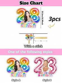 Customized Photo Face Birthday Handheld Prop, Personalized Age Number Happy Birthday Photo Booth Sign, Fun Custom Face Mask Birthday Party Decoration, Suitable For Bachelor Party, Birthday, Costume Party And Anniversary - Multicolor 5 - View 12