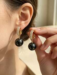1 Pair Fashionable Personalized Exquisite Elegant Faux Pearl Earrings, Suitable For Women's Daily Commute - White - View 2