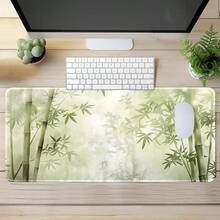 1 buah Alas Mouse Gaming Minimalis Alami Motif Hutan Bambu Hijau Segar Ukuran Ekstra Besar, Alas Karet Anti Selip, Permukaan Kain Lembut Berjahit, Alas Meja Ukuran Besar, Cocok Untuk Kantor, Rumah, Bermain Game, Belajar, Hadiah Sempurna Untuk Teman, Remaja, Gamer - View 1