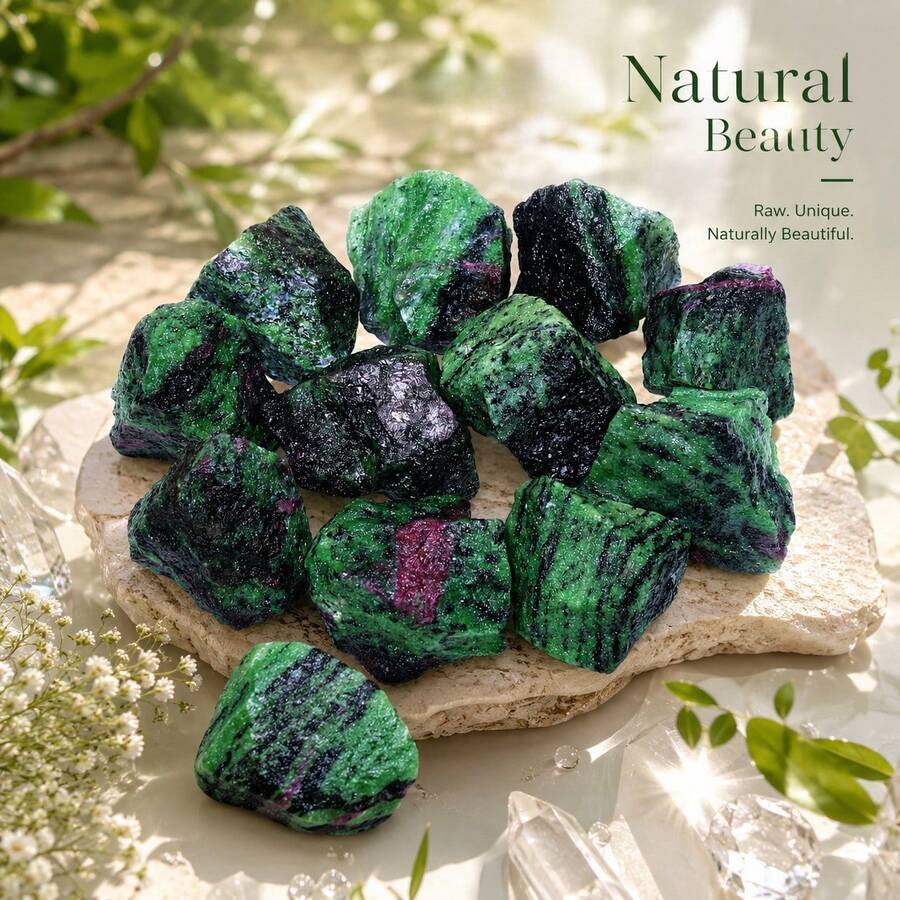 Red And Green Raw Gemstone Crystals, Suitable For Fish Tank, Aquarium, Glass Container, Vase Filler, Jewelry Making, DIY Crafts, Holiday And Birthday Gifts - Red and Green - View 1