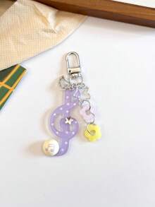1pc Japanese Korean Ins Style Vintage Polka Dot Striped Music Note Star Keychain Bag Pendant Accessory Creative Cute Fun Charm - Multicolor - View 4