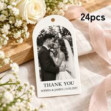 8/16/24pc Personalized Photo Wedding Favor Tags, Custom Thank You Gift Tags For Bridal Showers, Candy Bags And Wedding Guest Favors, Bulk Party Favors - Multicolor - View 11