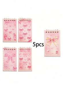 30/20/10/5pcs Cute Pink Spiral Notebooks, Butterfly Heart Pattern Wire-Bound Memo Pads, Random Color A5 Writing Journals, Lesson Planning Notes, School & Office Supplies, Back To School Gifts - A - View 10