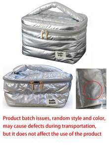 Cosmetics And Skincare Storage Bag, Pearl Luster Handheld Makeup Bag, Soft Cloud Makeup Bag, Handheld Toiletry Bag, Quilted - Multicolor - View 11