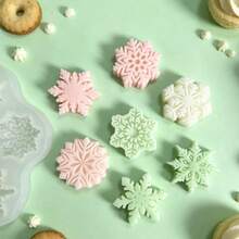 1pc 7-Cavity Snowflake Shaped Silicone Mold For Aromatherapy Candles, Home Decor/Gift Plaster Mold, Handmade Epoxy Resin Casting Mold, Art Decorative Clay Plaster Mold/Non-Stick Easy Release/Heat Resistant - A-White - View 3