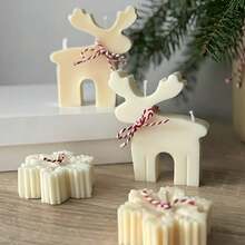 3pcs/Set Christmas Tree Elk Snowflake Scented Candle Silicone Mold DIY Winter Home Resin Gypsum Decor Handmade Craft Party Gifts - 3pcs Molds - View 3